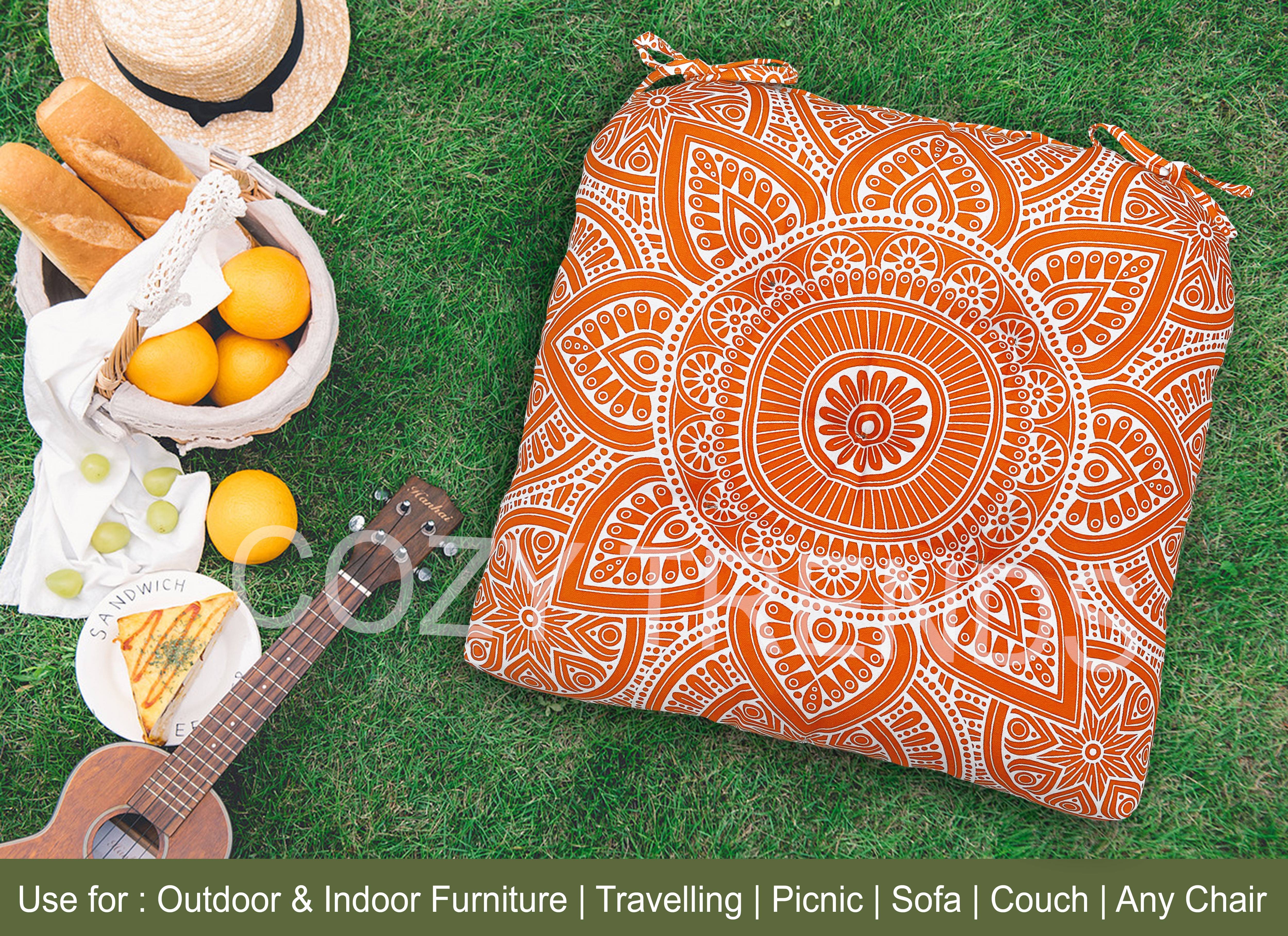 Indoor Outdoor Waterproof Chair Seat Pads Cushion |19x19 Inches – Thick Patio Garden Furniture Cushions with Ties