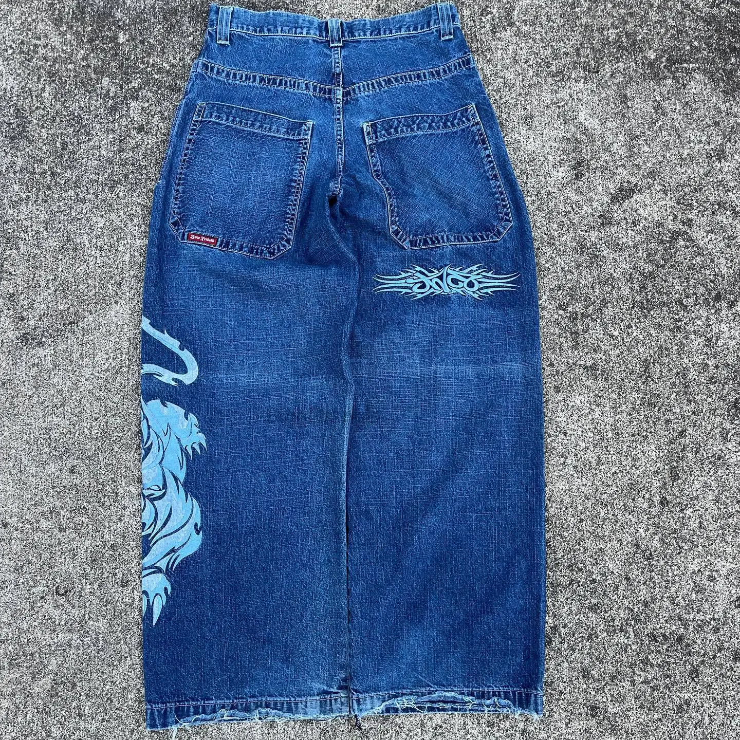 JNCO Jeans Y2K Harajuku Hip Hop Tiger Graphic Gothic Retro Blue