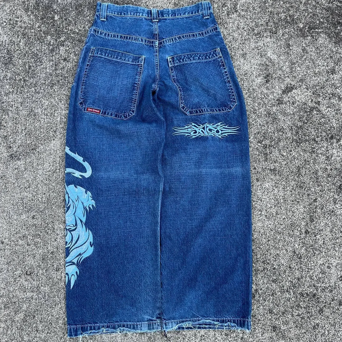 JNCO Jeans Y2K Harajuku Hip Hop Tiger Graphic Gothic Retro Blue