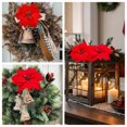 thumbnail image 3 of M2Cbridge Flores Artificiales De Navidad De Terciopelo Rojo Poinsettia Floral Picks Para Adornos De Árbol De Corona De Navidad (6 Piezas De Flor Doble Roja), 3 of 5