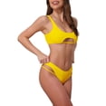thumbnail image 4 of INSPIRAR CHIC Conjuntos de Bikini de Corte con Espalda al Descubierto para Mujeres de 2 Piezas, Top de Cuello Redondo y Parte Inferior Triangular, Trajes de Baño, Amarillo Mediano, 4 of 5