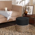thumbnail image 6 of · REDEARTH · Cylindrical Pouf Ottoman - Braided Pouffe Accent Sitting Round Footrest for Living Room, Bedroom, Nursery, kidsroom, Patio, Gym; 70% Cotton 30% Jute, (14.5"x14.5"x16"; Black Natural), 6 of 7