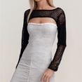 thumbnail image 2 of XIAONU Women's Sheer Mesh Crop Top Long Sleeve Hollow-Out Top Open-Front Stretchy Blouse for Layering, 2 of 4