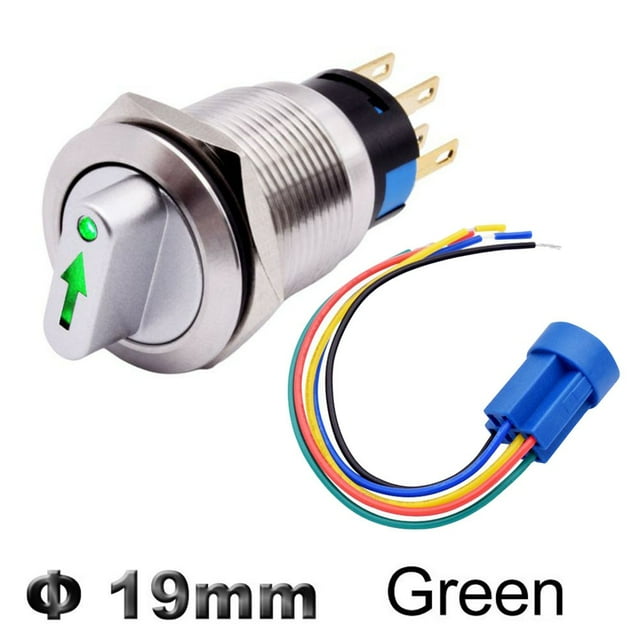 3 position metal selector rotary locking button switch with 12V lighting switch