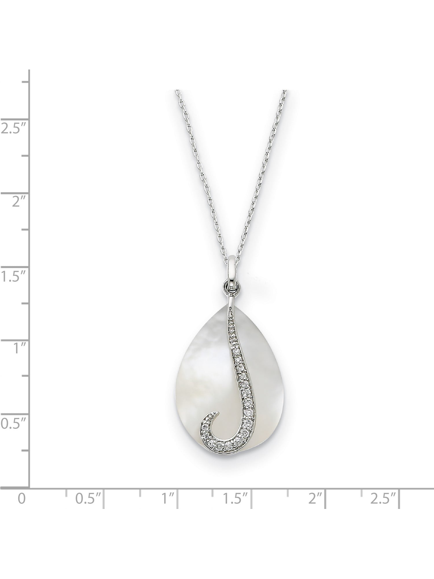 925 Sterling Silver Polished Spring Ring Rhodium-plated Cubic Zirconia Love and Kisses 18inch Necklace