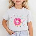 thumbnail image 2 of Tfken Toddler Girl Kids T-Shirts Crew Neck Short Sleeve Tops Doughnut Print Summer Soft Girls Tee Blue Size 12-13 Years, 2 of 4