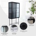 thumbnail image 6 of Retro Fluted Glass Storage Cabinet with Two Detachable Shelves, Dual Doors Corner Cabinet Buffet Sideboard with Metal Frame, Dust-free Tall Accent Cupboard with Storage for Living Room, Black, 6 of 7