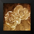 thumbnail image 2 of OnRei 12x12 Black Modern Framed Museum Art Print Titled - Loving Gold Roses, 2 of 5