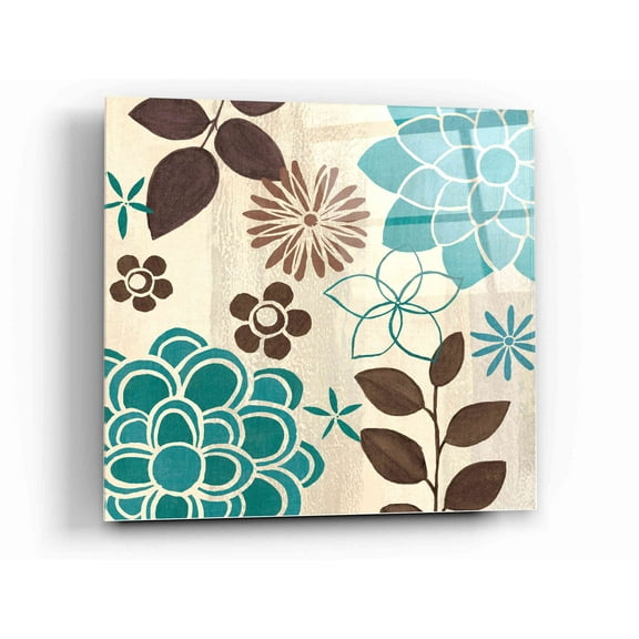 Epic Art 'Abstract Garden Blue II' by Veronique Charron, Acrylic Glass Wall Art, 12"x12"