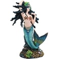 thumbnail image 2 of 11"H Nautical Turquoise Tail Mermaid Pearl Crown Princess By Treasures Statue, 2 of 9