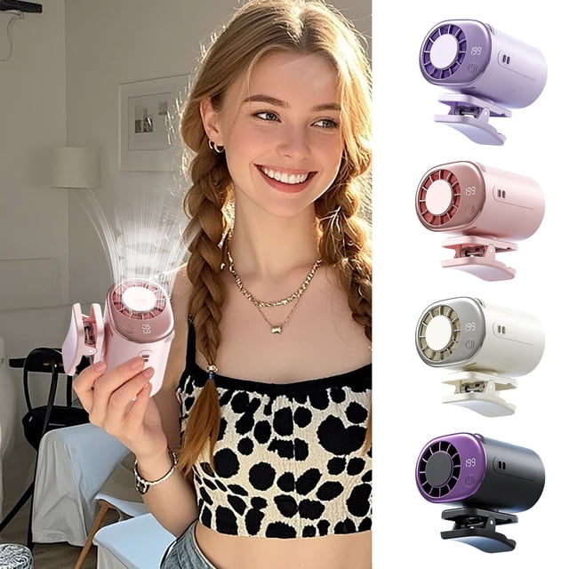 Sentmoon Personal Fans Portable Rechargeable Travel Fans Portable Clip-On Portable Fan with Digital Display Rechargeable Mini Fan Car Office Travel and Outdoor Use