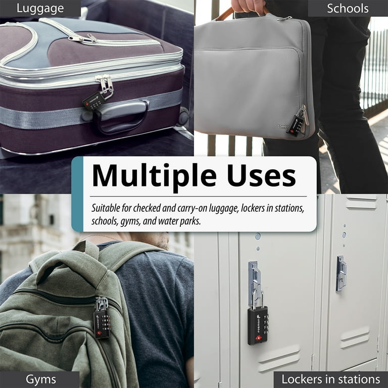Fosmon TSA Accepted Luggage Locks 4 Pack Resettable Multi Use 4 Digit Combination Padlock 10 000 Codes with Zinc Alloy Shackle Ideal for Travel