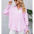 thumbnail image 6 of Mawalde Womens Striped Button Down Shirts Long Sleeve Tunic Tops Pink S, 6 of 7