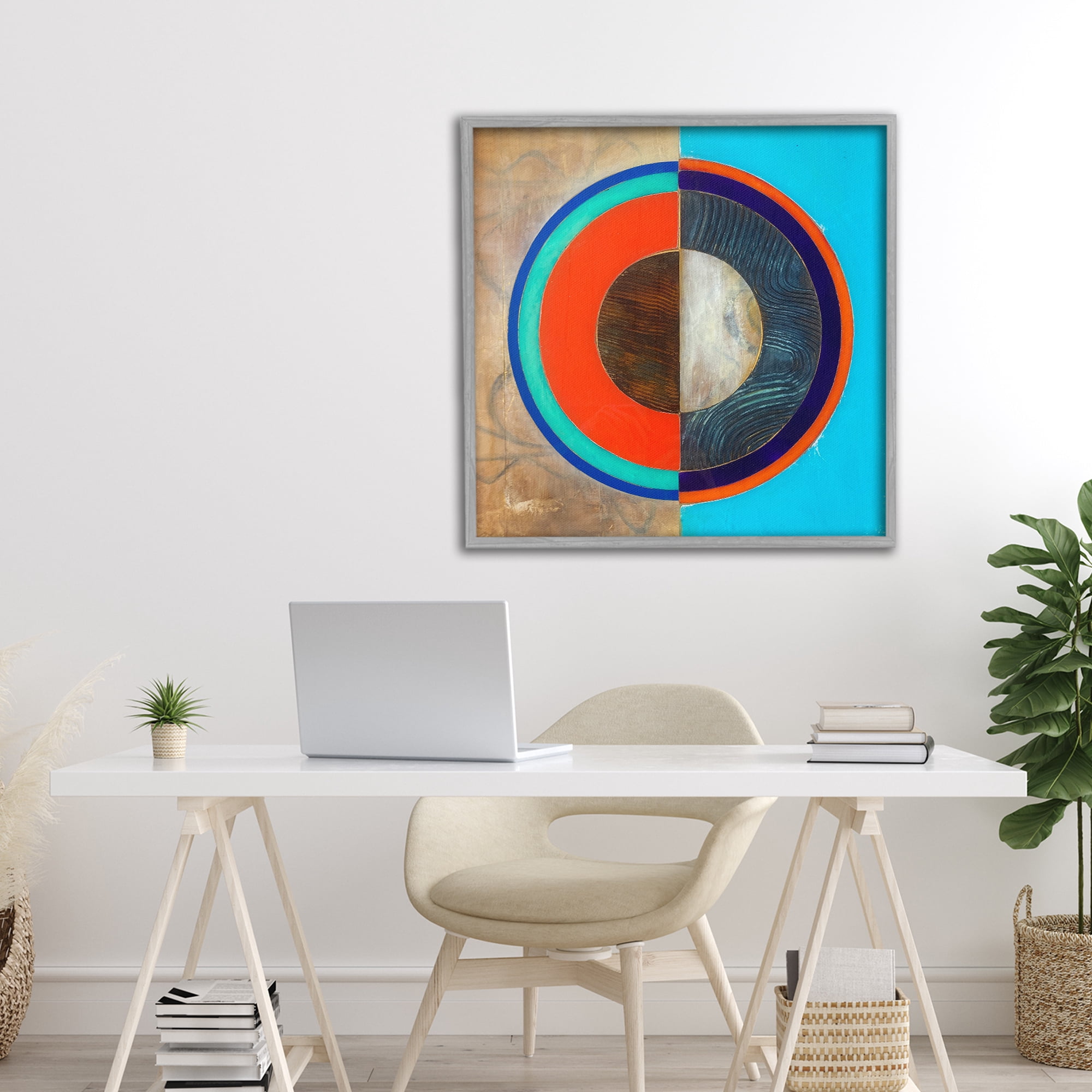 Stupell Industries Red Arc Summer Circle Gray Framed Giclee Art, design by Matthew Finger