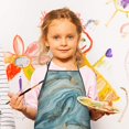thumbnail image 2 of Blue Gold Marble Pattern Kids Aprons for Girls and Boys,Adjustable Neck Strap Toddler Aprons for Kids Cooking Baking, 2 of 6