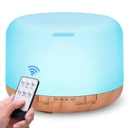 500ML Essential Oil Diffuser - Cool Mist Humidifier, 7-Color LED for Home（Shallow wood grain background）