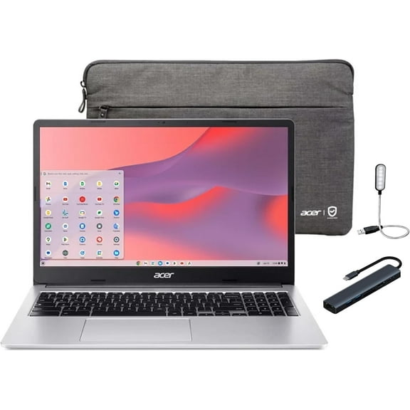 Acer Chromebook 315 Laptop, 15.6 inch FHD IPS Display, Intel Celeron N4500, 4GB RAM, 64GB eMMC, Pure Silver, Chrome OS, Wi-Fi 6, Protective Sleeve Included with Mazepoly Accessories