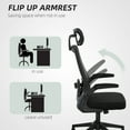 thumbnail image 6 of HOMCOM Ergonomic Office Chair with Flip-up Armrest, Adjustable Headrest and Lumbar Support, Mesh Desk Chair for Home Office, Black, 6 of 9