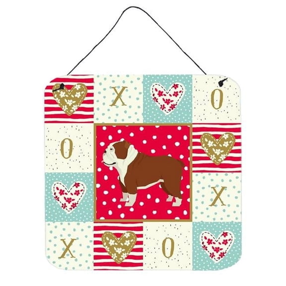 6 x 6 in. English Bulldog Love Wall or Door Hanging Prints