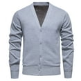 thumbnail image 2 of safuny Men's Classic Cardigan Sweaters v neck Slim Casual Knitted Sweater long sleeve button Gray XXL, 2 of 5