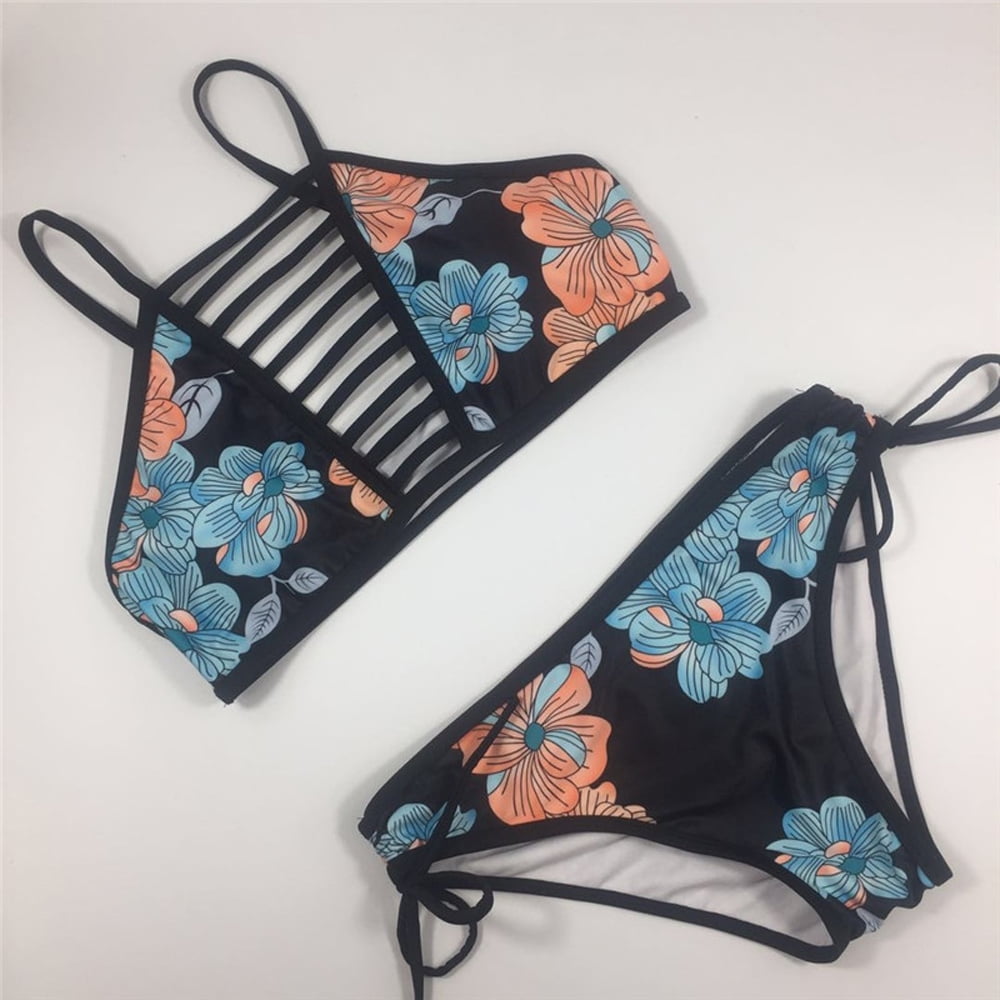 two piece suspender swimsuit