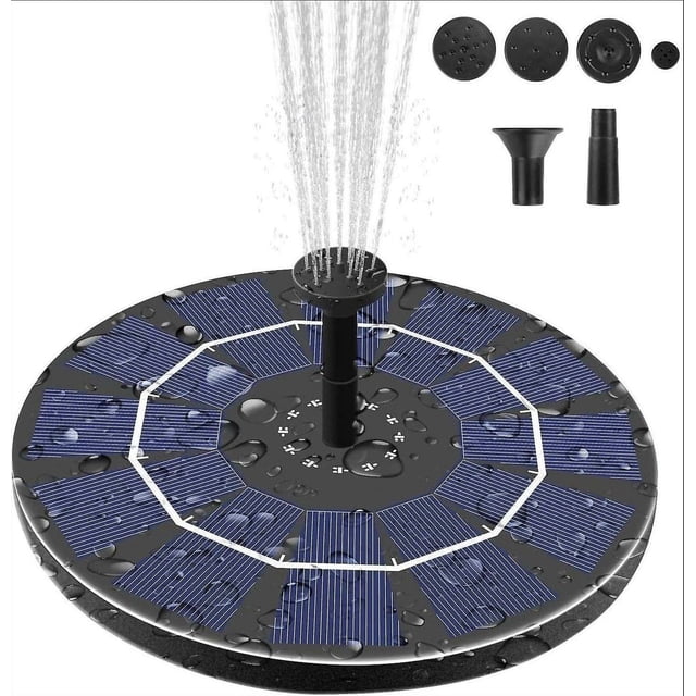Bomba de fuente solar de 2,5 W, fuente solar de jardín, panel flotante solar, batería integrada con 6 boquillas, ideal para estanque pequeño, baño, pecera de pájaros, jardín D Rojo Verde Cocina, Decoración y Otros