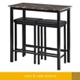 thumbnail image 2 of Pub Counter Height Table Set with 2 Padded Stools, Home Kitchen Dining Table Set for 2, Breakfast Nook Bar Table Set, Brown Faux Marbled, 2 of 6