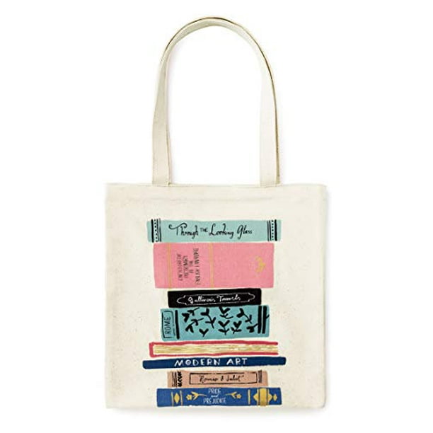 Kate Spade New York Cute Canvas Tote Bag For Women canvas Beach Bag book Tote With Pocket stack Of Classics