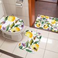 thumbnail image 5 of Summer Watercolor Bathroom Rugs Set Lemon Purple Flower Leaf Non Slip Absorbent Soft Bath Mats 3 Piece Set with Bathroom Rug, U-Shaped Floor Mat, Toilet Seat Cover Large Size, 5 of 9