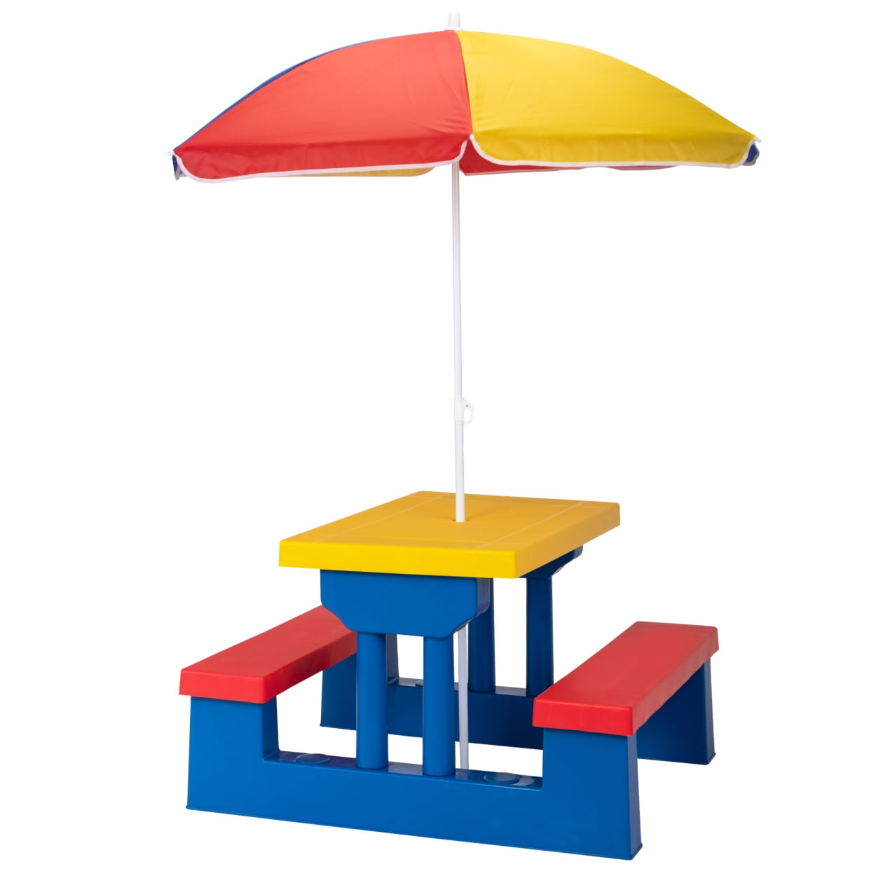Kids Colorful Picnic Table with Removable Umbrella, Indoors and Outdoor