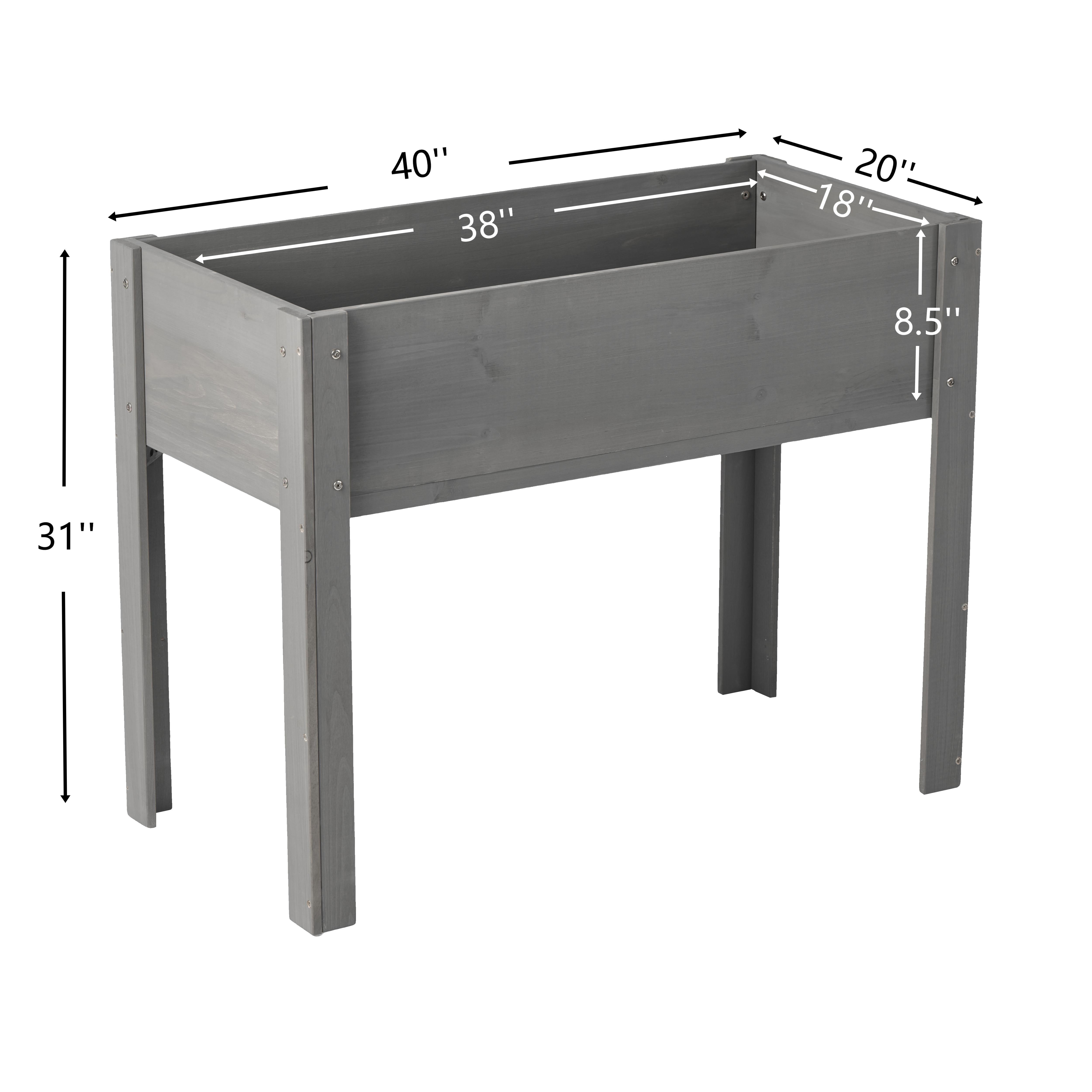 AsterOutdoor Raised Garden Bed with Legs – Elevated Wooden Planter Box 40 x 20 x 31 in for Plants, Flowers, Fruits, Vegetables & Herbs