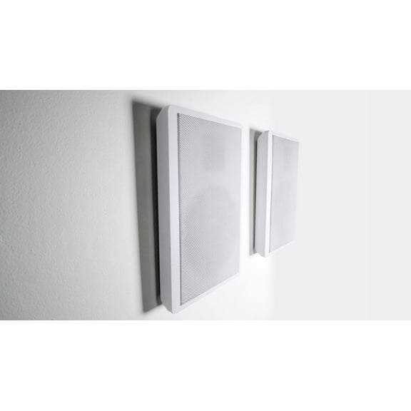 Pair Rockville RockSlim White Front Rear Surround Sound Shallow On-Wall Speakers