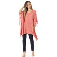 thumbnail image 5 of Sakkas Wren Lightweight Circle Poncho Top Blouse With Detailed Embroidery - A-Salmon - One Size Regular, 5 of 5