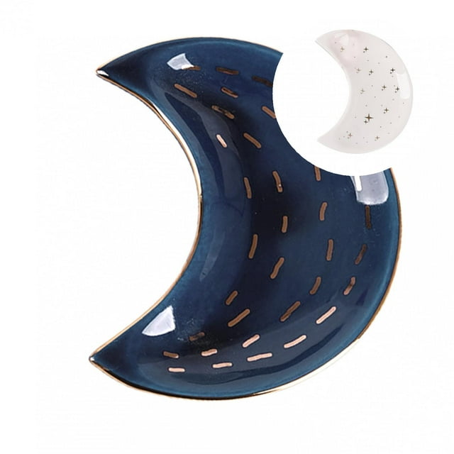 Moon Shape Decorative Jewelry Dish Ceramic Engagement Rings Trinket Dish Wedding Decor
