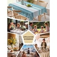 thumbnail image 5 of Teal Nordic Style Stripes Table Cloth, Turquoise Texture Waterproof Tablecloth for Square Tables, Reusable Washable Fabric Table Cover for Restaurant Kitchen Dining Tables 54"x54", 5 of 6