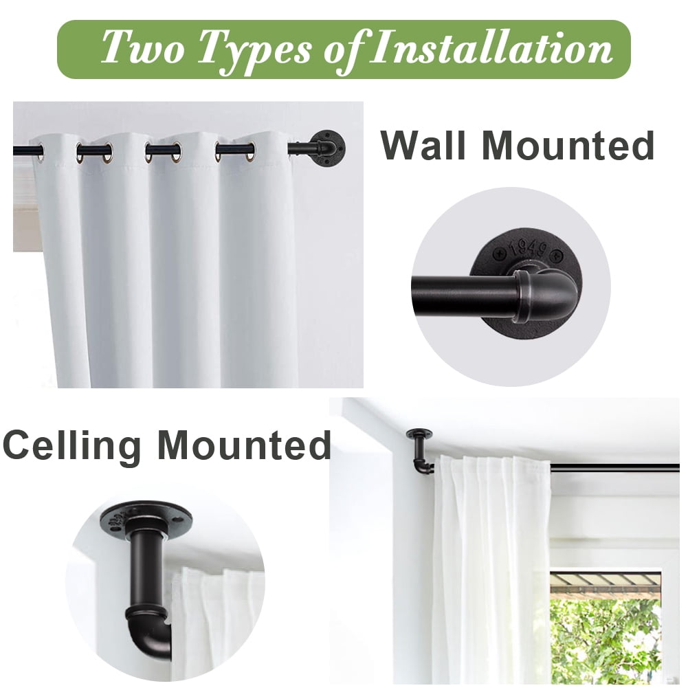 1" Black Wrap Curtain Rod for Windows 32"-48",Indoor/Outdoor Curtain Rods ,Heavy Duty and Outdoor Curtains