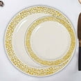 thumbnail image 2 of Efavormart 50 Pcs - Ivory with Gold Trimmed 6.25" Round Disposable Plastic Plate for Wedding Party Banquet - Picturesque Collection, 2 of 11