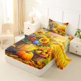 thumbnail image 2 of Manfei Thanksgiving Print Twin Sheets,Cute Halloween Pumpkin Face Bedding,3 Pieces,1 Flat Sheet,1 Fitted Sheet and 1 Pillowcase, 2 of 6