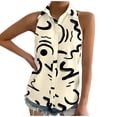 thumbnail image 2 of ALLLIST Summer Tops for Women Beige Sleeveless Button Collared Graphic Tank Tops Womens Tank Top XL, 2 of 6