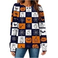 thumbnail image 2 of LYEAA Halloween Womens Shirts Pumpkin Print T Shirt Spooky Season Long Sleeve Crewneck Tops Fall Tee Shirts Blue M, 2 of 6