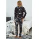 thumbnail image 1 of ABPHQTO Conjunto de joggers de manga larga de punto teñido anudado negro para mujer, 1 of 5