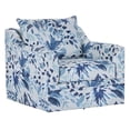 thumbnail image 3 of Pemberly Row Polyester Fabric Swivel Chair in Blue and White, 3 of 5