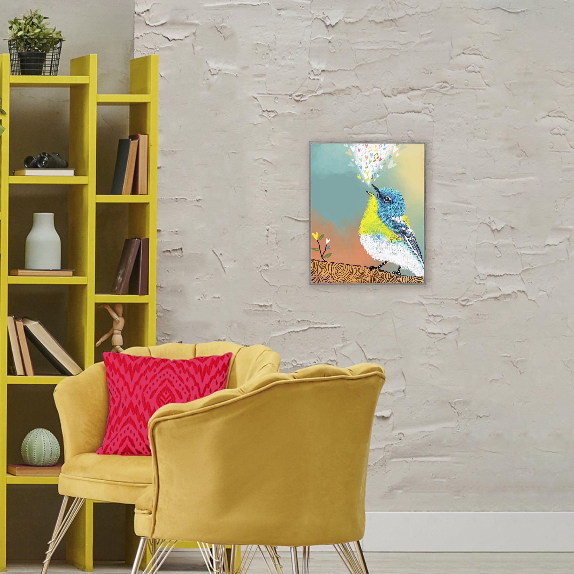 Stupell Industries Dream Chaser Songbird Gray Framed Giclee Art, design by Suzanne Millius