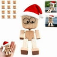 thumbnail image 6 of Cadancy Shaking Wooden Man Figurine Christmas with 12Pcs Magnetic Expressions Christmas Funny Handmade Shak Feet Woodens Doll Cars Ornaments Desktop Home Decoration(Santa Hat and Scarf), 6 of 9