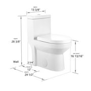 DeerValley 12 Rough-In White One Piece Toilet for Small Bathroom ,Ceramic Round Compact Toilet Dual Flush 1.1/1.6 GPF High Efficiency Water Saving Toilet Soft Close Seat Included