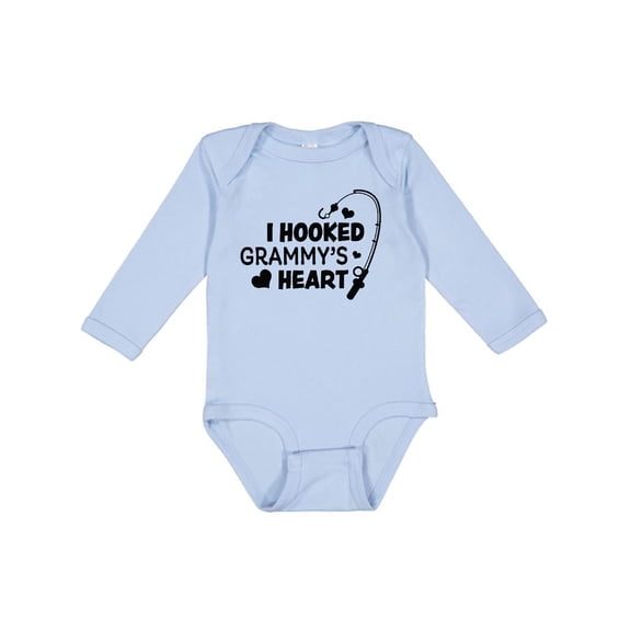 Inktastic I Hooked Grammy's Heart with Fishing Rod Boys or Girls Long Sleeve Baby Bodysuit