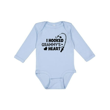 

Inktastic I Hooked Grammy s Heart with Fishing Rod Gift Baby Boy or Baby Girl Long Sleeve Bodysuit