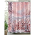 thumbnail image 2 of Pink Christmas Small Stall Shower Curtain, Waterproof Shower Curtains for Bathroom, Pink Town Xmas Tree Snowflake Washable Fabric Cloth Bath Curtain for Bathtub Decoration with Hooks 36x72 Inches, 2 of 6