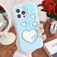 thumbnail image 2 of Nalacover Cute Case for iPhone 11 Pro - Kawaii Heart Pattern Soft Plush Fluffy Winter Warm Phone Case for iPhone 11 Pro, Hybrid Shockproof Non-Slip Anti-Scratches Cover, Blue, 2 of 8