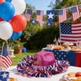thumbnail image 4 of Patriotic Cowboy Hat, Red White Blue Feathered Denim Cap, Independence Day Party Accessory, 4th of July Parade Costume, Memorial Day Veterans Day Celebration, 4 of 7